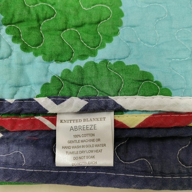 ABREEZE 100% Cotton Children's Bedspread, Train Pattern Coverlet Truck Quilt Bedspread Throw Blanket for Baby Kids 43" X 51" 1PCS - Image 3